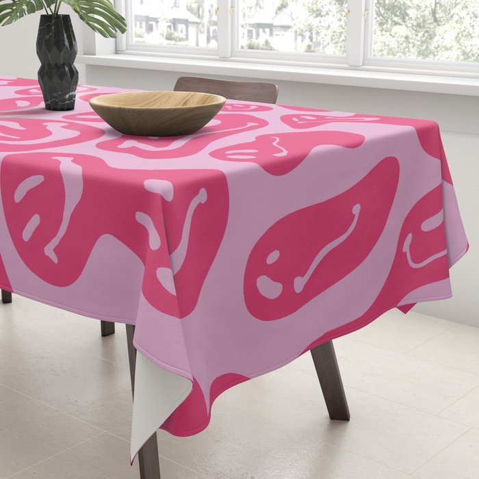 Pink Dripping Smiley Tablecloth Gallery Image 3