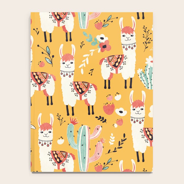 White Llama with flowers Notebook Gallery Image 4