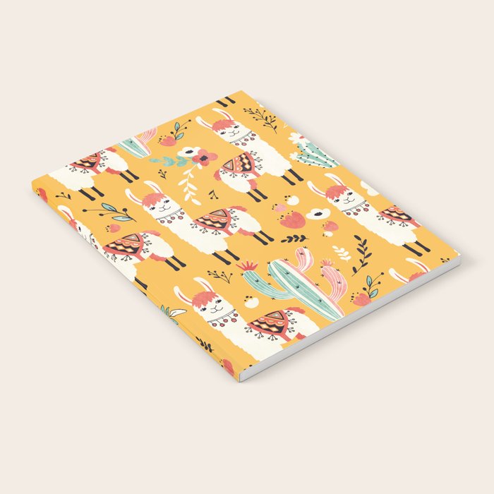 White Llama with flowers Notebook Gallery Image 1