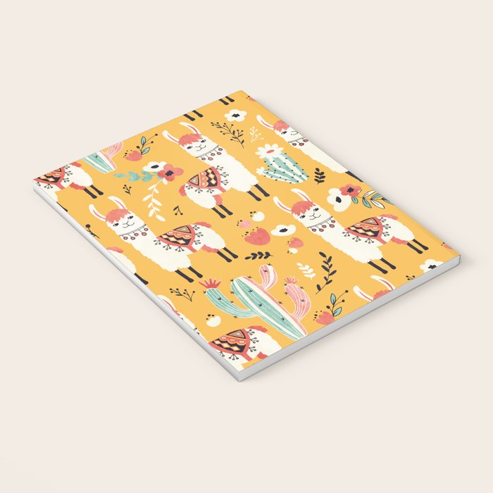 White Llama with flowers Notebook Gallery Image 3