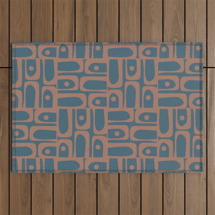 Mid Century Modern Piquet 6 Inspired by PANTONE 17 1230 Color of the Year Mocha Mousse Outdoor Rug Gallery Image 1