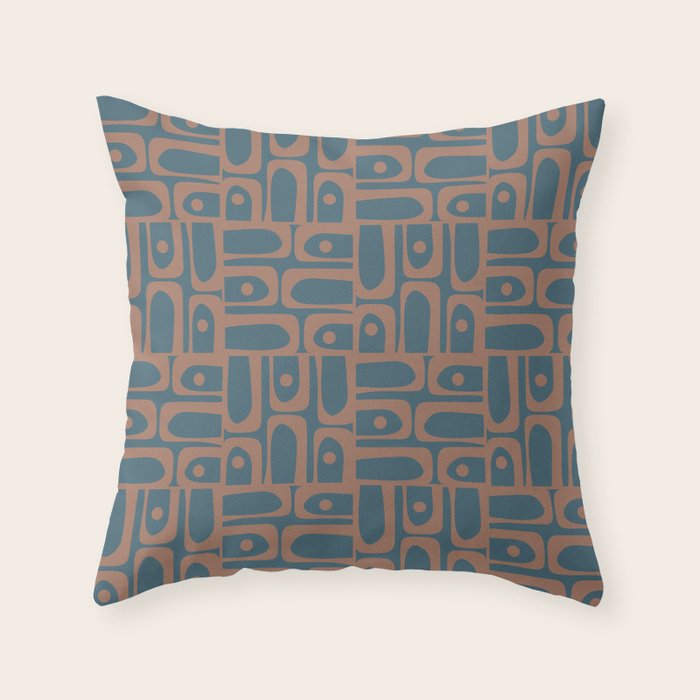 Mid Century Modern Piquet 6 Inspired by PANTONE 17 1230 Color of the Year Mocha Mousse Throw Pillow Gallery Image 1