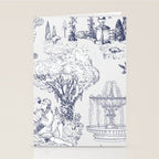Toile de Jouy Modern Vintage French Lovers Blue & White Art Print Stationery Card Gallery Image 2