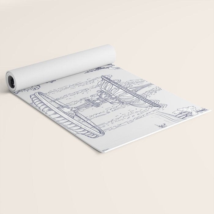 Toile de Jouy Modern Vintage French Lovers Blue & White Art Print Yoga Mat Gallery Image 2