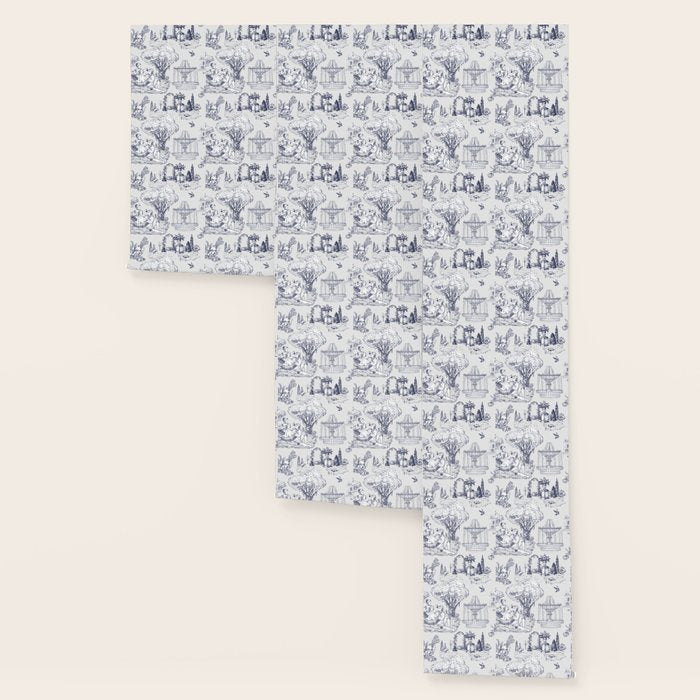 Toile de Jouy Modern Vintage French Lovers Blue & White Art Print Wallpaper Gallery Image 3