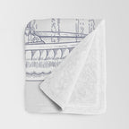 Toile de Jouy Modern Vintage French Lovers Blue & White Art Print Throw Blanket Gallery Image 3
