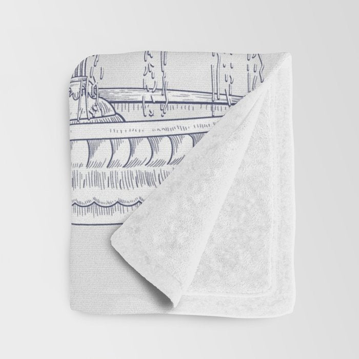 Toile de Jouy Modern Vintage French Lovers Blue & White Art Print Throw Blanket Gallery Image 3