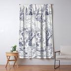 Toile de Jouy Modern Vintage French Lovers Blue & White Art Print Window Curtain Gallery Image 5