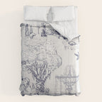 Toile de Jouy Modern Vintage French Lovers Blue & White Art Print Comforter Gallery Image 6