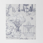 Toile de Jouy Modern Vintage French Lovers Blue & White Art Print Throw Blanket Gallery Image 2