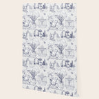 Toile de Jouy Modern Vintage French Lovers Blue & White Art Print Wallpaper Gallery Image 2