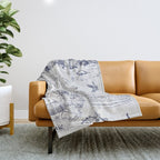 Toile de Jouy Modern Vintage French Lovers Blue & White Art Print Throw Blanket Gallery Image 1