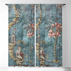 Antique Italian Chinoiserie 18th Century Fresco Window Curtain Gallery Image 5