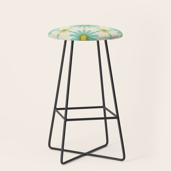 Geometric Starbursts - Blue + Yellow Stool Gallery Image 1