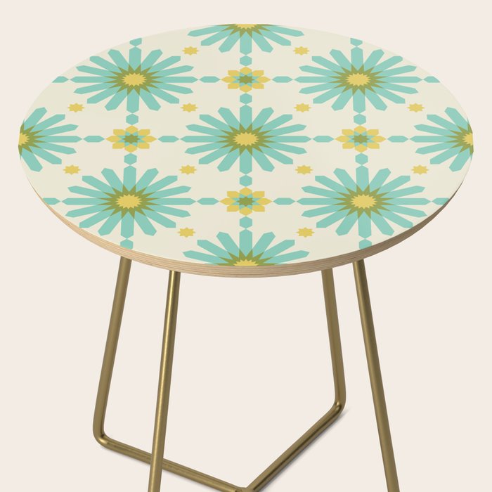 Geometric Starbursts - Blue + Yellow Side Table Gallery Image 2