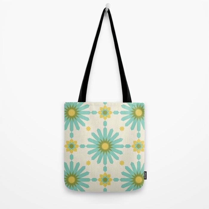 Geometric Starbursts - Blue + Yellow Tote Bag Gallery Image 2