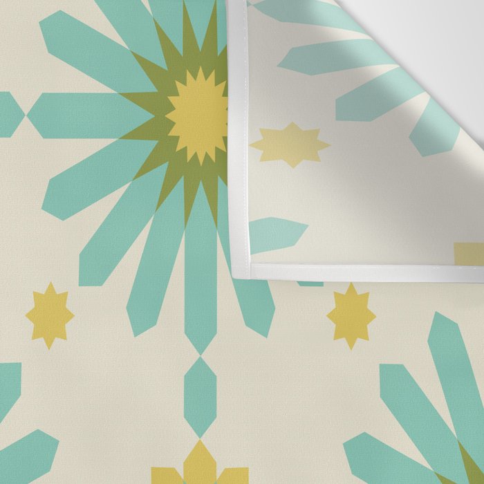 Geometric Starbursts - Blue + Yellow Wall Tapestry Gallery Image 3