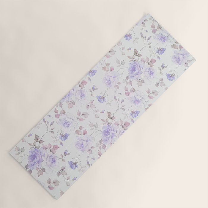 Lavender gray elegant vintage roses floral Yoga Mat Gallery Image 1