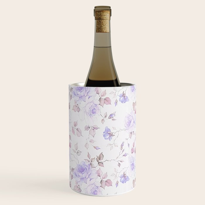 Lavender gray elegant vintage roses floral Wine Chiller Gallery Image 1