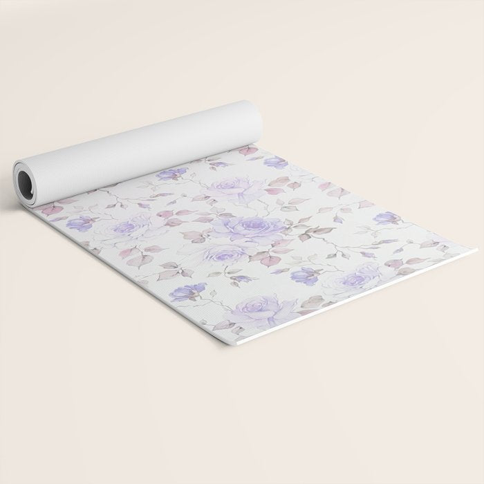 Lavender gray elegant vintage roses floral Yoga Mat Gallery Image 2