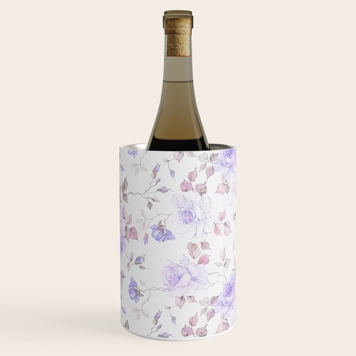 Lavender gray elegant vintage roses floral Wine Chiller Gallery Image 2