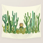 In my happy place - hedgehog meditating in cactus jungle Wall Tapestry Gallery Image 4