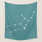 Virgo Zodiac Star Constellation Line Art Teal Wall Tapestry Gallery Image 4