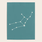 Virgo Zodiac Star Constellation Line Art Teal Poster Gallery Image 4