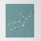 Virgo Zodiac Star Constellation Line Art Teal Throw Blanket Gallery Image 2