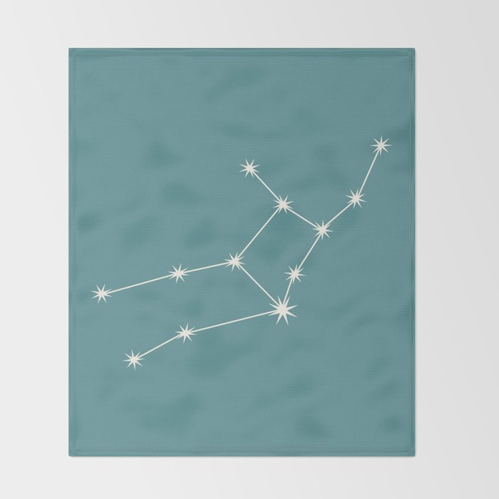 Virgo Zodiac Star Constellation Line Art Teal Throw Blanket Gallery Image 2