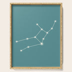 Virgo Zodiac Star Constellation Line Art Teal Serving Tray Gallery Image 1