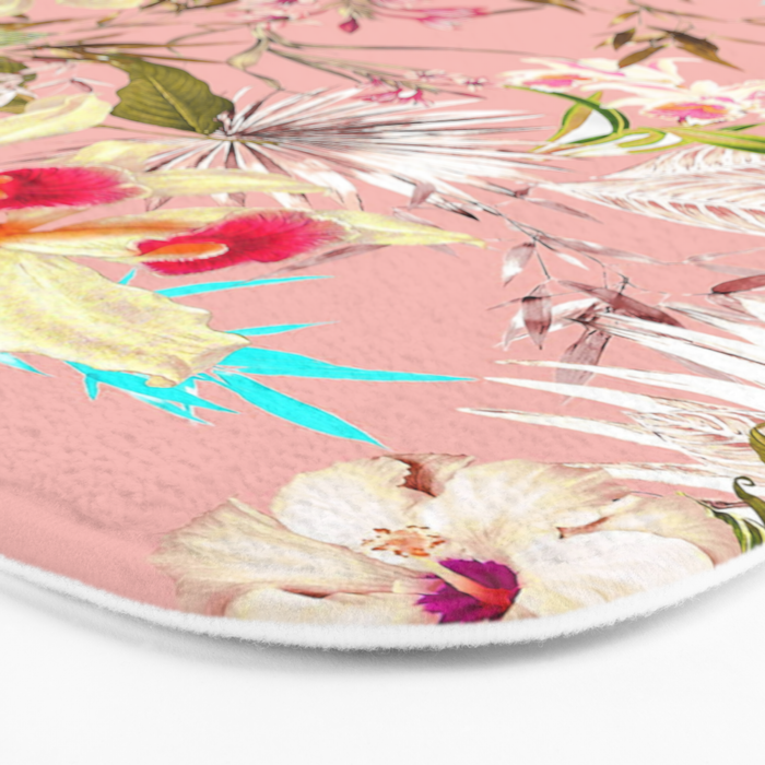 Gardenia | Vintage Botanical Nature Pattern | Blush Boho Plants Garden Floral Bath Mat Gallery Image 3