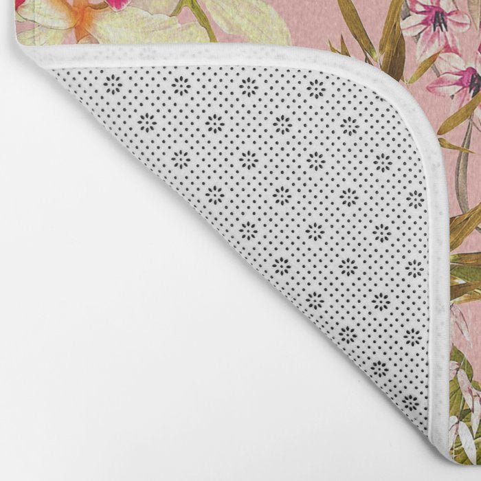 Gardenia | Vintage Botanical Nature Pattern | Blush Boho Plants Garden Floral Bath Mat Gallery Image 2