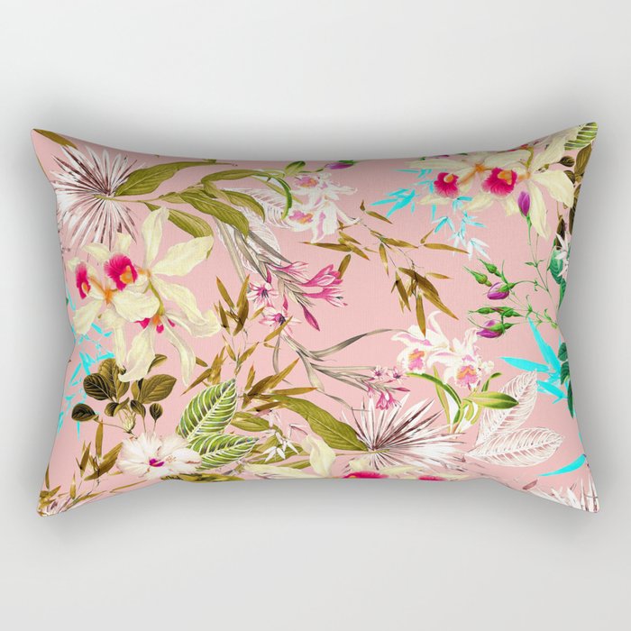 Gardenia | Vintage Botanical Nature Pattern | Blush Boho Plants Garden Floral Rectangular Pillow Gallery Image 1