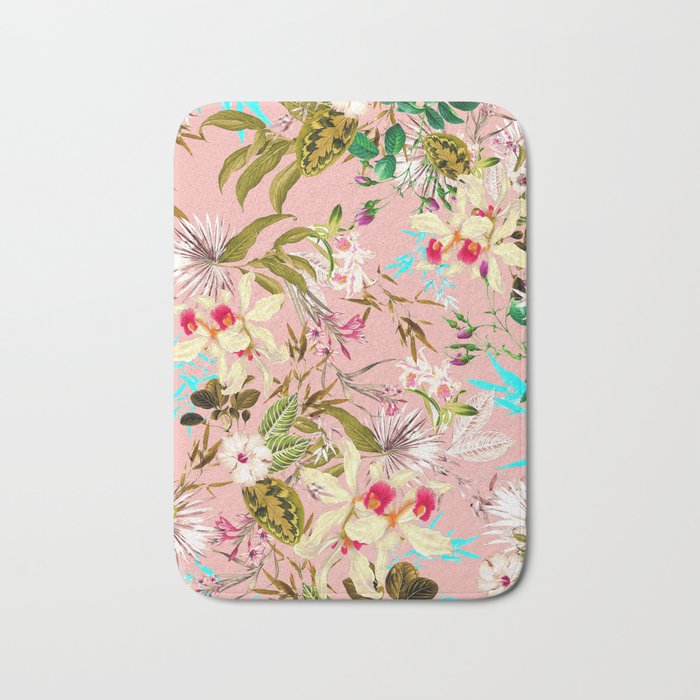 Gardenia | Vintage Botanical Nature Pattern | Blush Boho Plants Garden Floral Bath Mat Gallery Image 1