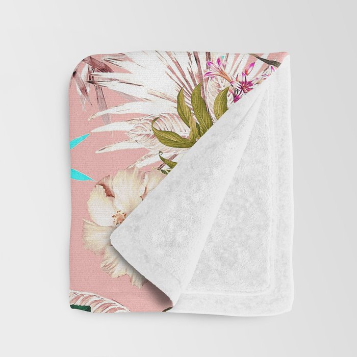 Gardenia | Vintage Botanical Nature Pattern | Blush Boho Plants Garden Floral Throw Blanket Gallery Image 3