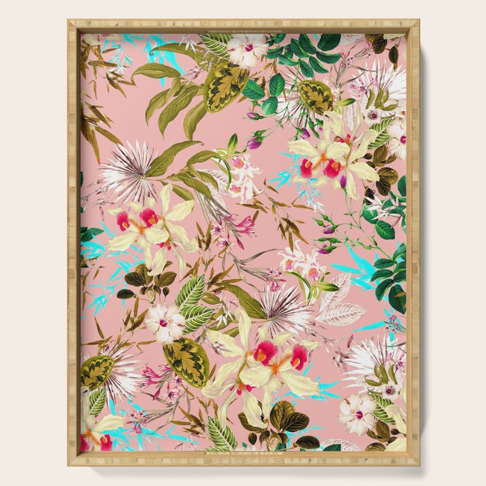 Gardenia | Vintage Botanical Nature Pattern | Blush Boho Plants Garden Floral Serving Tray Gallery Image 1