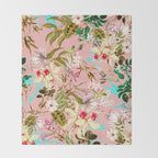 Gardenia | Vintage Botanical Nature Pattern | Blush Boho Plants Garden Floral Throw Blanket Gallery Image 2