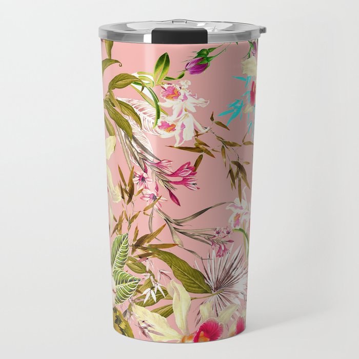 Gardenia | Vintage Botanical Nature Pattern | Blush Boho Plants Garden Floral Travel Mug Gallery Image 1