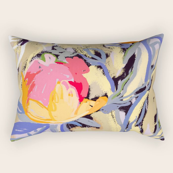 Blooms in The Butter Forest Rectangular Pillow Gallery Image 1