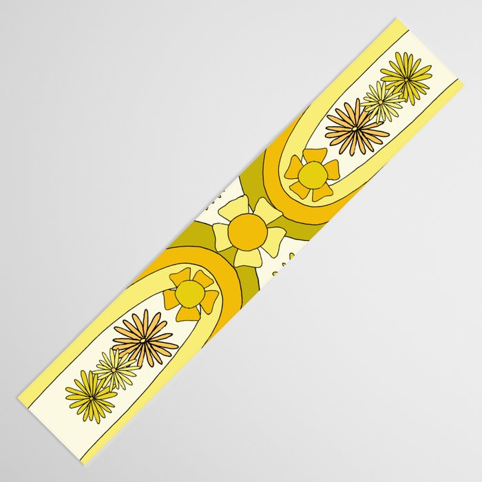 positive rainbow flowers // retro art by surfy birdy Table Runner Gallery Image 3
