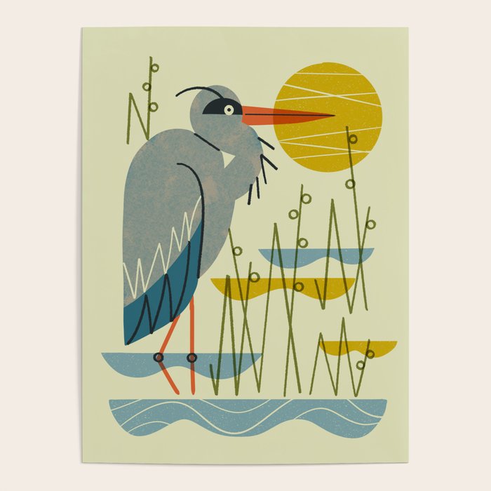 Heron Among Reeds Poster Gallery Image 1