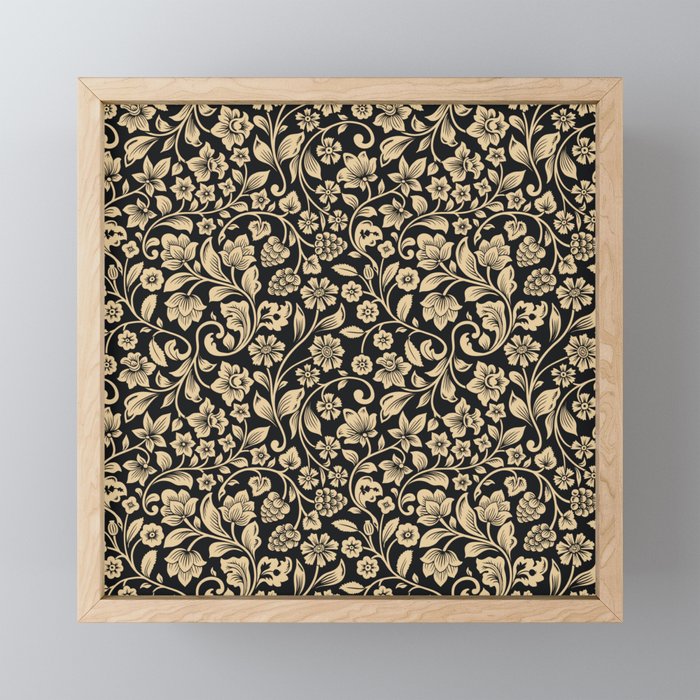 William Morris Style Art Nouveau Dark Floral Mini Art Print Gallery Image 1