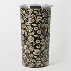 William Morris Style Art Nouveau Dark Floral Travel Mug Gallery Image 1