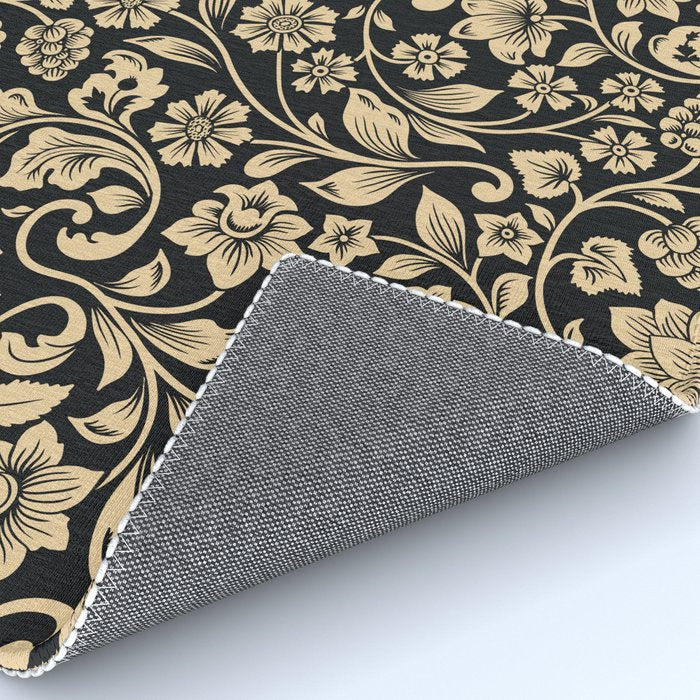 William Morris Style Art Nouveau Dark Floral Rug Gallery Image 4