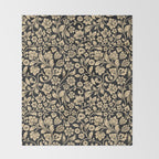 William Morris Style Art Nouveau Dark Floral Throw Blanket Gallery Image 2