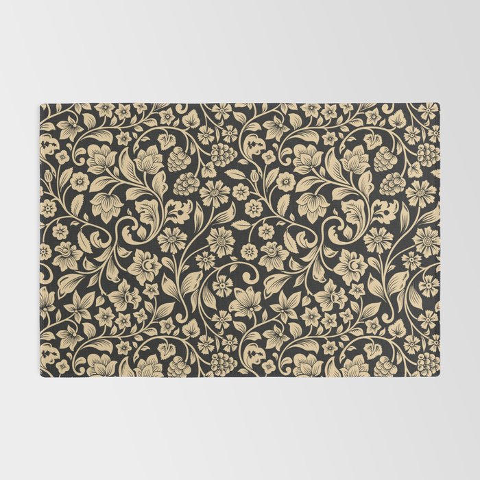 William Morris Style Art Nouveau Dark Floral Rug Gallery Image 2