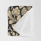William Morris Style Art Nouveau Dark Floral Throw Blanket Gallery Image 3