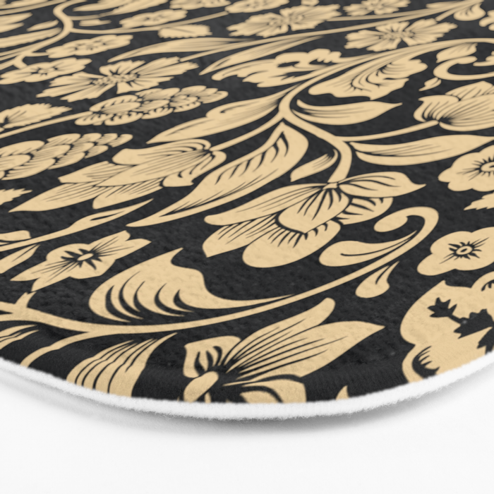 William Morris Style Art Nouveau Dark Floral Bath Mat Gallery Image 3