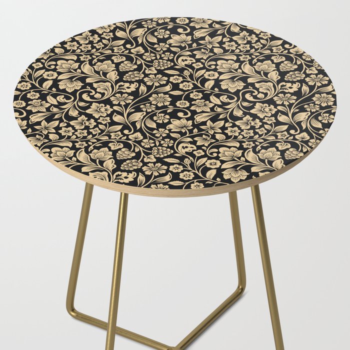 William Morris Style Art Nouveau Dark Floral Side Table Gallery Image 2